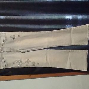 Butterfly print blue jeans